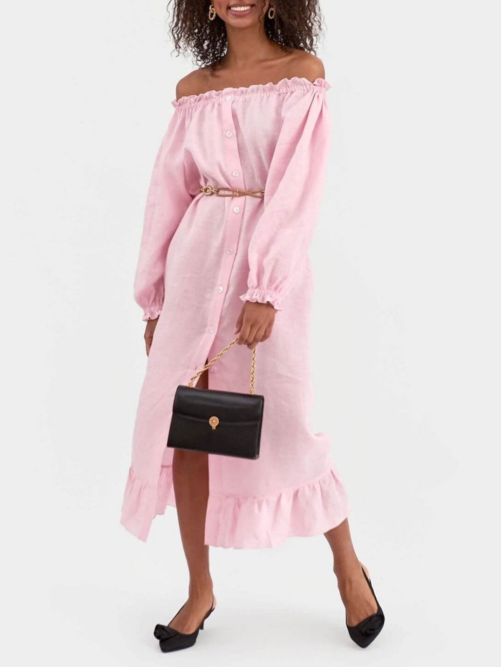 Sleeper 100% linen pink lounge dress